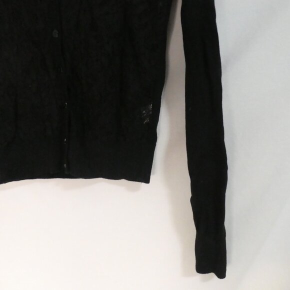 BENETTON | small | Black Lace Lightweight Button Closure V-Neck Cardigan - Picture 8 of 14